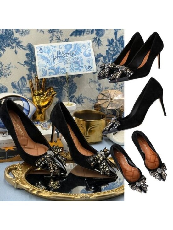 🆕 KURT GEIGER LONDON 🧿 NWOB Belgravia Stud Bow Mule Heel  🆕 KURT GEIGER LONDON 🧿 NWOB Belgravia Suede Studded Bow Leather Pumps, Sz 7